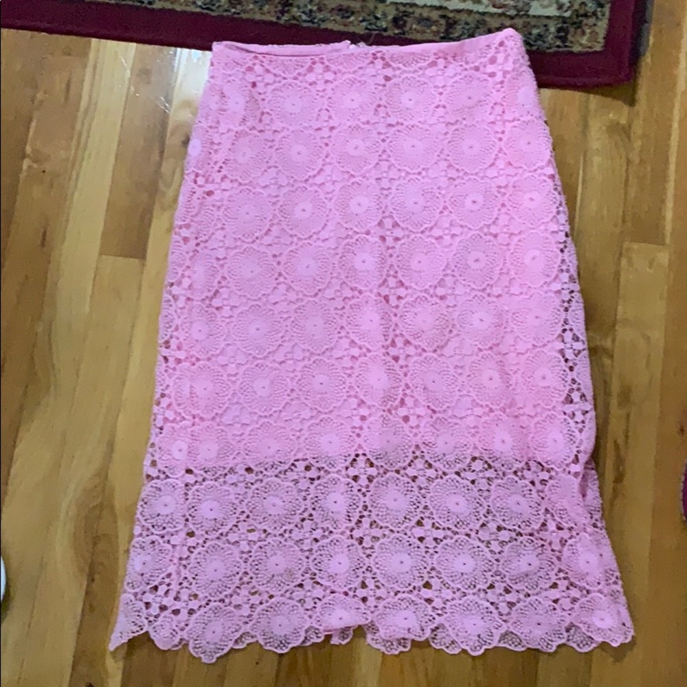 Pink lace skirt